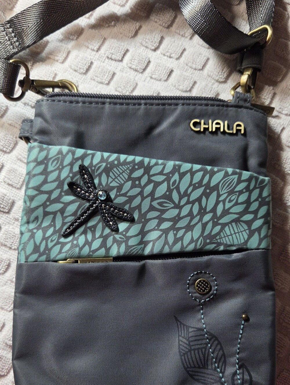 CHALA Women's Teal and Gray Crossbody Bag NWOT - Picture 5 of 13